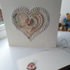 Romantic heart open card with matching gift tag