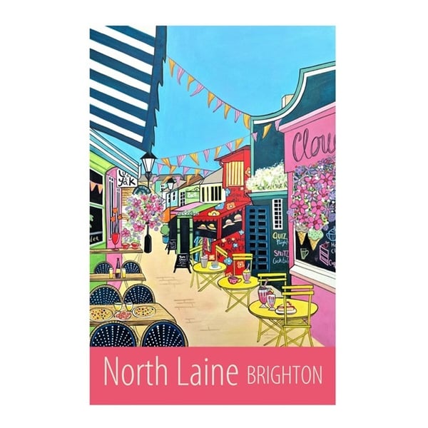 Brighton North Laine travel poster print by Susie West