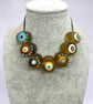 Handmade brown, ivory and turquoise patterned lamp work glass beads - Image 8