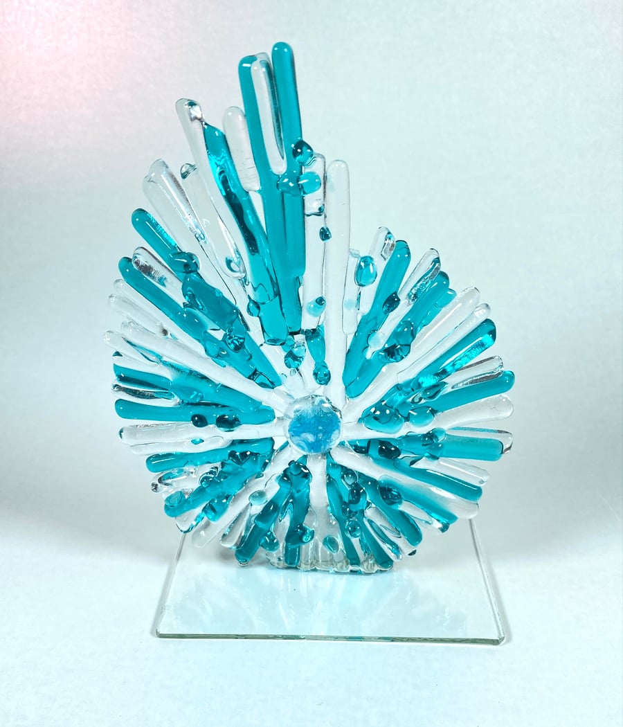 Fused  glass ammonite - glass art sculpture