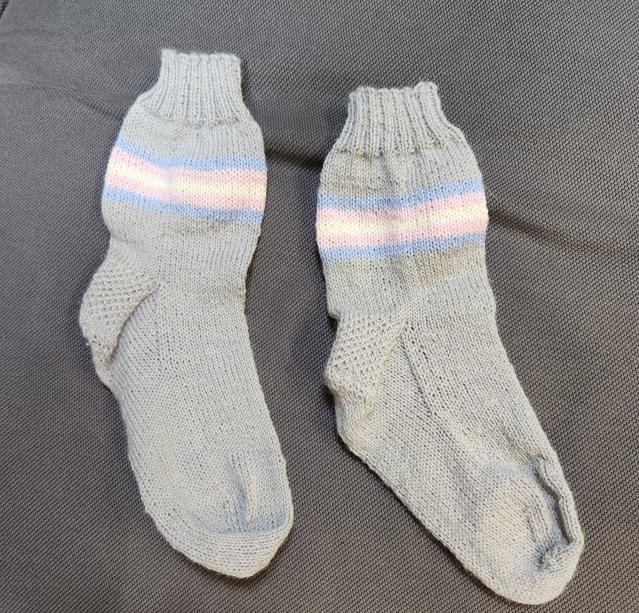 Hand Knit  Pride socks Transgender pride