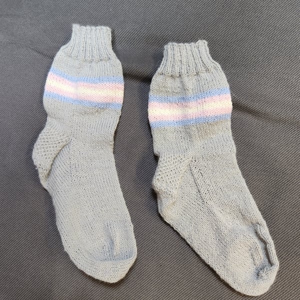 Hand Knit  Pride socks Transgender pride