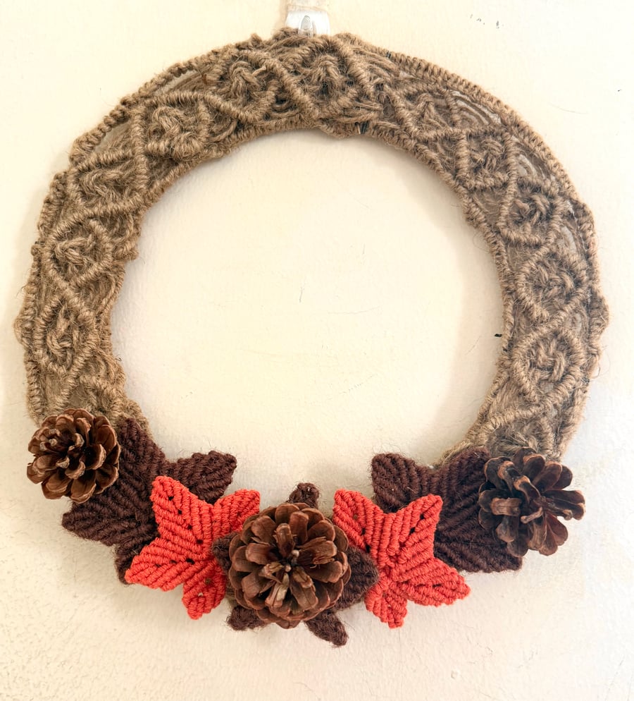 Autumn Macrame wreath, cosy home, wall decor, includes Free UK delivery