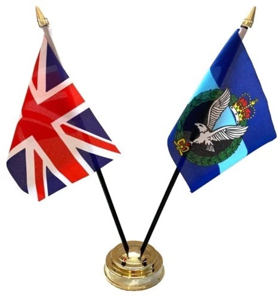 Army Air Corps & Union Jack Friendship 2 Flag 12" Table Display