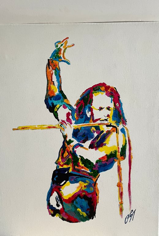 Original Acrylic Painting 16"x19" Rock Home Decor Art Gift