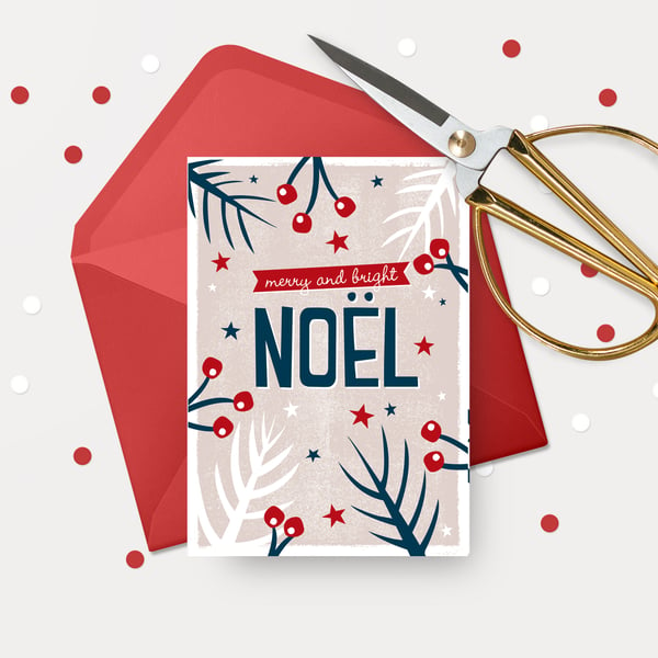 Christmas card - Scandinavian Christmas - Noel - Botanical - Hygge