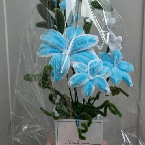 Handmade Lily Flower Arrangement – Small Decorative Gift in Pot