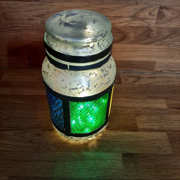 Multi coloured panel Stained glass themed nightlight