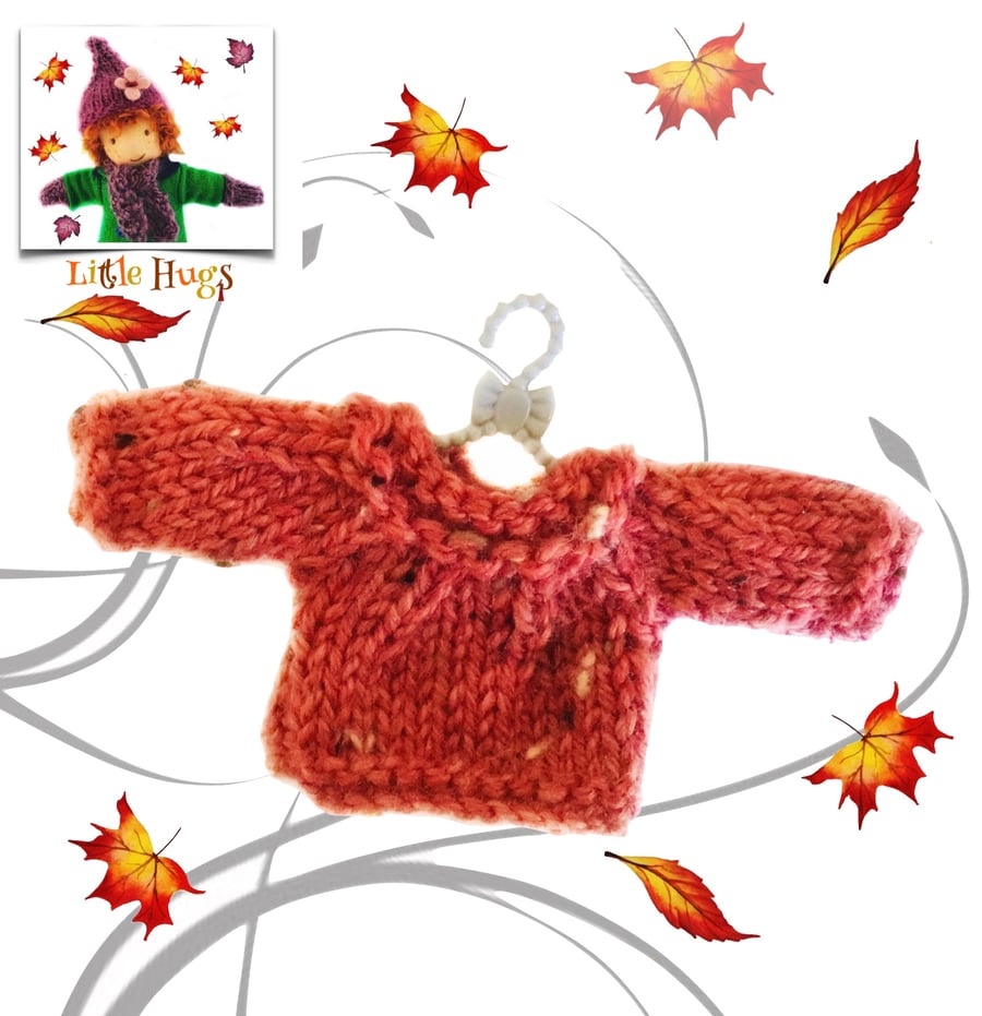 Terracotta Tweed Jumper to fit the Little Hugs Dolls