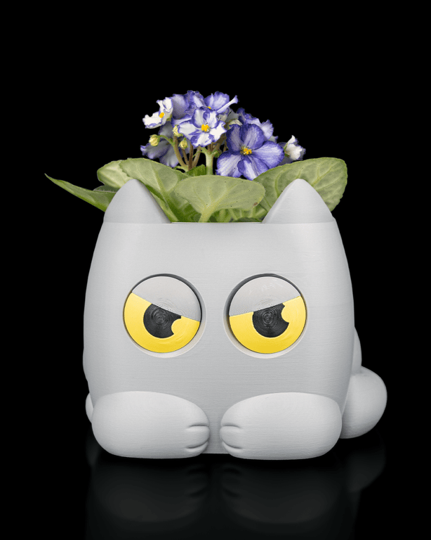 Grumpy Cat Self-Watering Planter – Cute 3D Printed Cat Flower Pot, Indoor Plant 