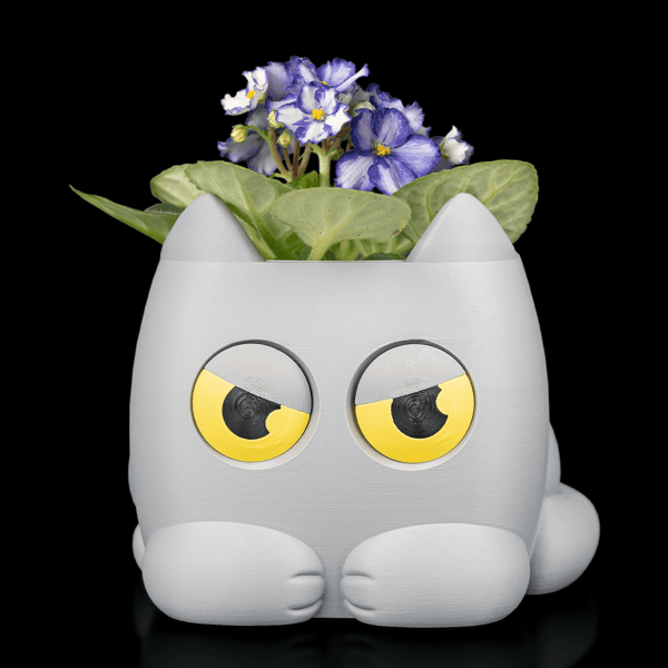 Grumpy Cat Self-Watering Planter – Cute 3D Printed Cat Flower Pot, Indoor Plant 