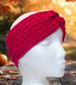 Crochet headband, ear warmer. Red twist ear warmer. Cherry red headband. - Image 6