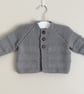 Baby cardigan grey hand knit 0-3 months  - Image 1