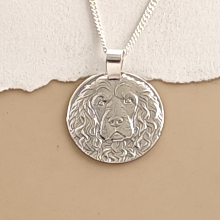 Recycled Sterling Silver Cockapoo Pendant Necklace
