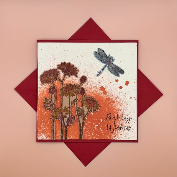 Handmade Autumnal Sunset Birthday Card