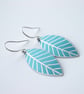 Blue leaf oval earrings - Image 6