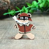 Travel Gift, Handmade Pilot Teddy Bear Pin For Traveller, Happy Travels Gift