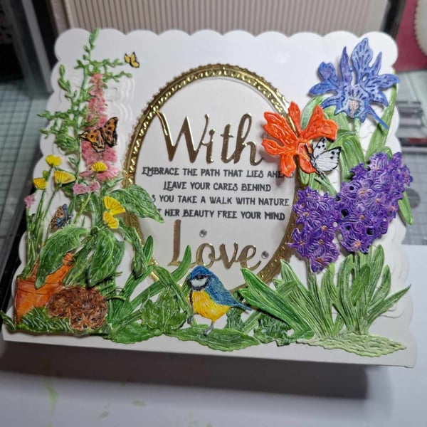 Original Hand Crafted Tent Decoupage Mixed Media Card All Occasions Free P&P  