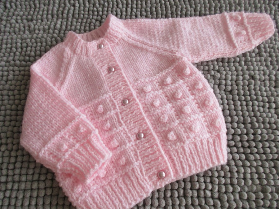 16" Baby Pink Bobble Cardigan