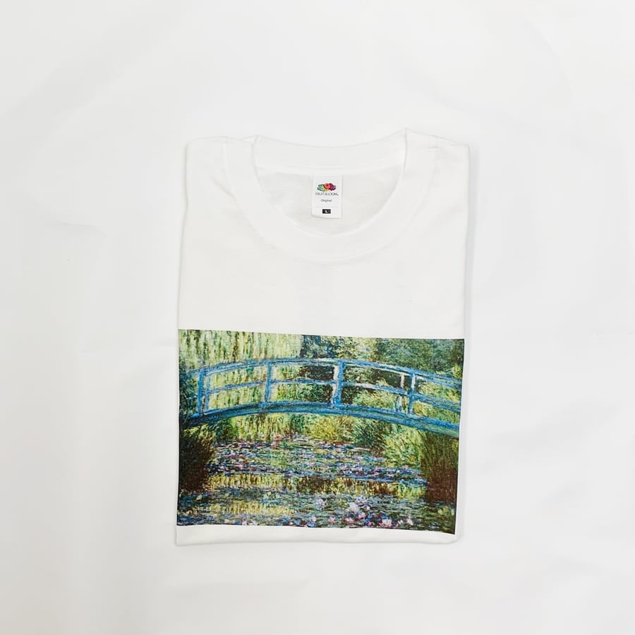 Claude Monet Water Lily Pond (1899) T-Shirt in White or Black Famous Vintage Aes