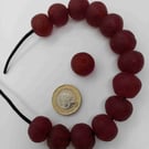 14 red recycled glass beads from Africa