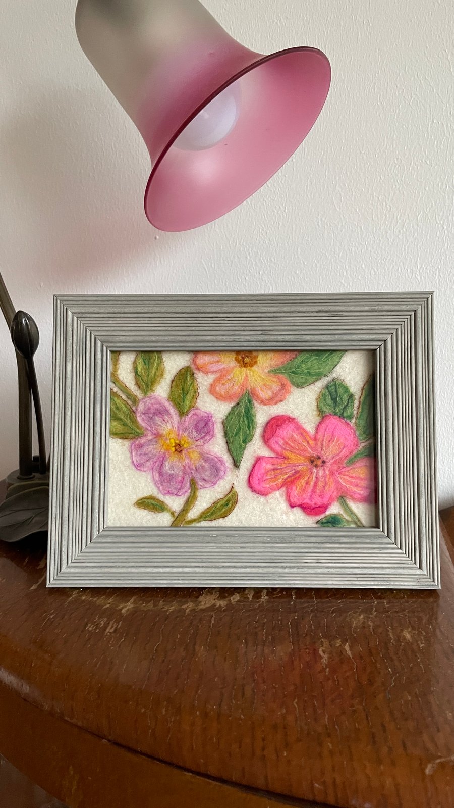 Hand felted Alexandra Rose Textile Artwork 