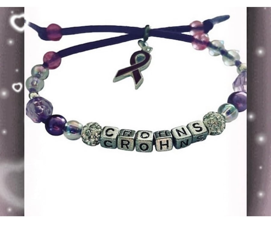 Crohn’s disease awareness suede effect corded adjustable bracelet 