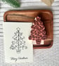 Hand stamped Christmas tree card minimalist winter greetings card rustic design - Image 4
