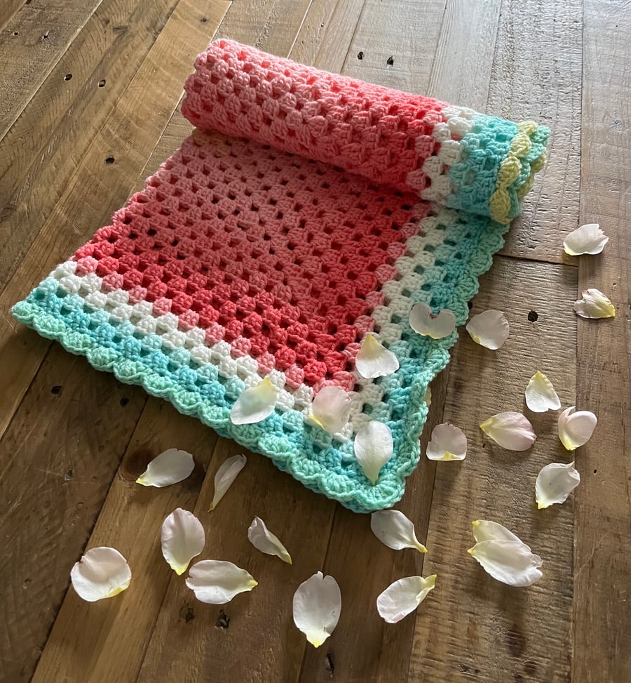 Hand Crocheted Baby Blanket One off crochet Folksy