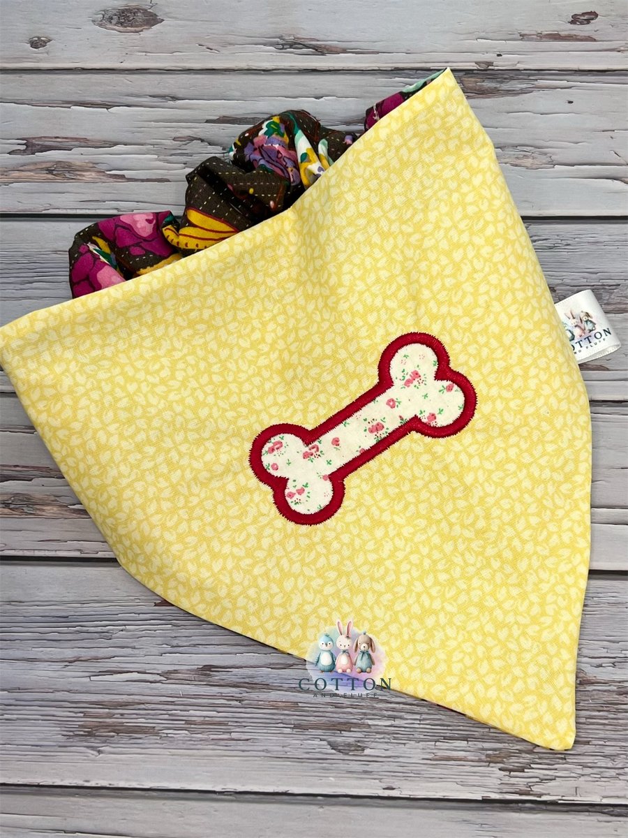 Colourful Dog Bandana with appliqué bone