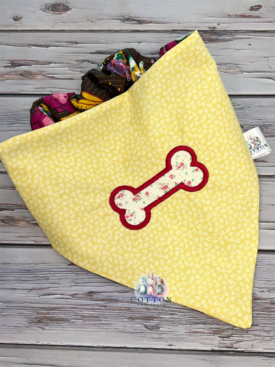 Colourful Dog Bandana with appliqué bone