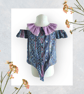 Cold Shoulder Tie Front Blouse With Gathered Collar And Scrunchie. 6-8yrs - Image 5