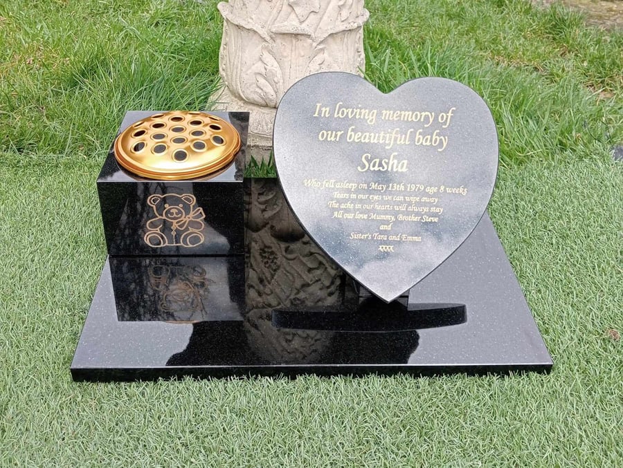 Baby Grave Plaque Memorial Grave Marker Flat Grave Stone  Grave Vase Headstone