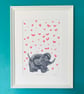 Baby elephant and butterflies unframed screen print-new baby gift - Image 4
