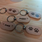 Personalised Paw Print Wooden Keyring - Hand-Burned Pet Lover Gift