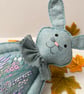 Wall hanging stuffed rabbit, hand embroidered felt bunny, hand sewn gift
