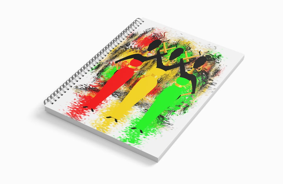 Ethnic Shimmer - A5 Notebook. White background. Original artwork by Livz.