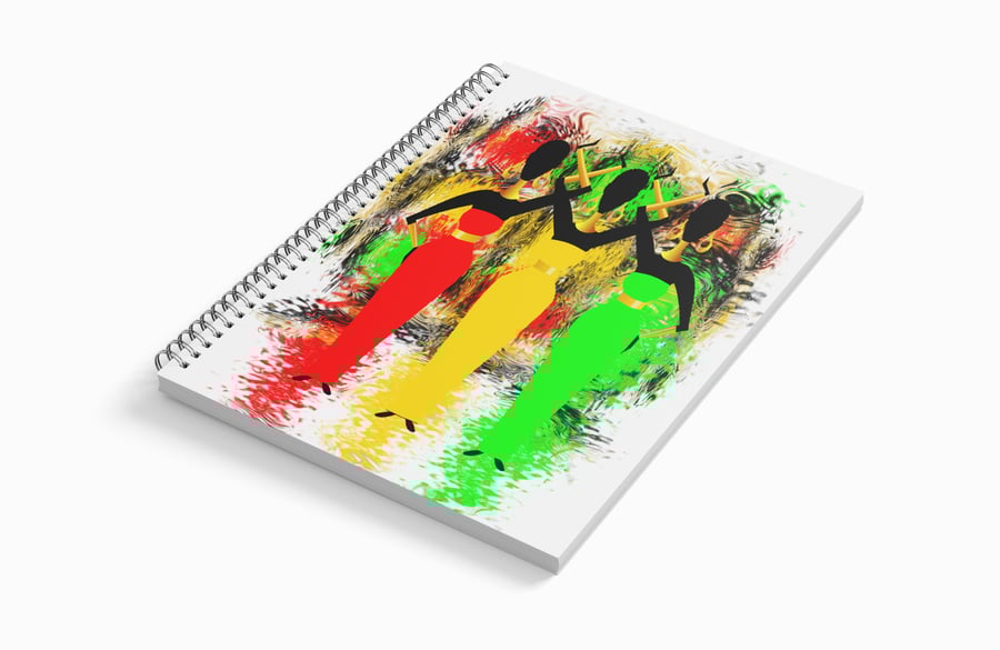 Ethnic Shimmer - A5 Notebook. White background. Original artwork by Livz.