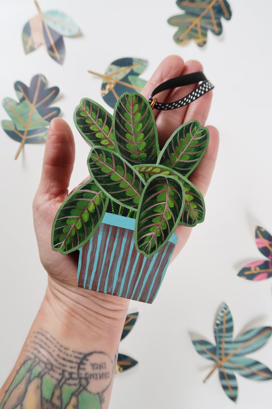 House plant Christmas tree decoration, Maranta Fascinator, Prayer Plant