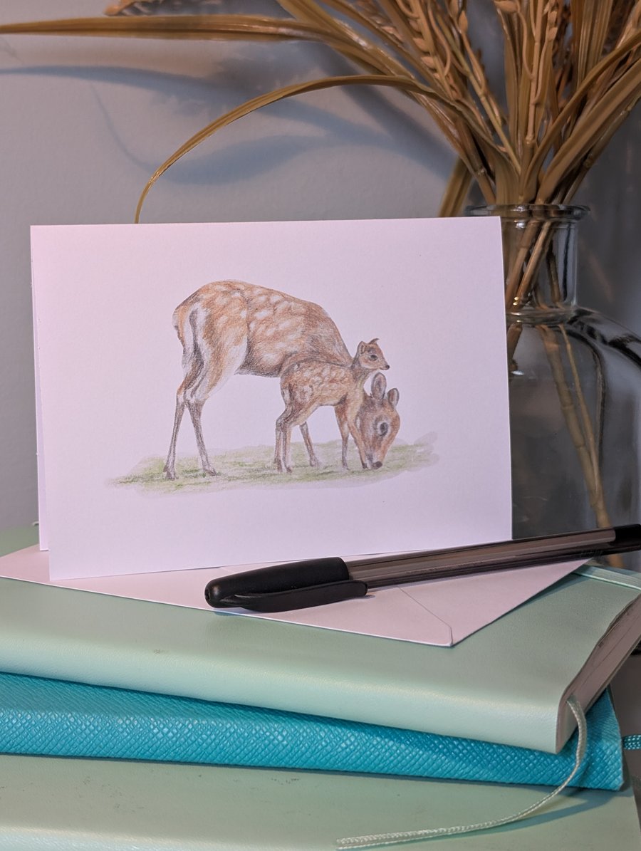 'Sika Deer' Greetings card