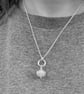Cream Lampwork Glass and Silver Circle Necklace - Image 3
