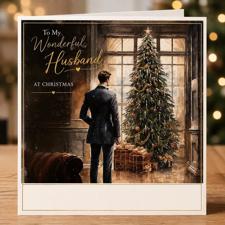 Personalised Art Deco Gatsby Christmas Card for Husband, A5