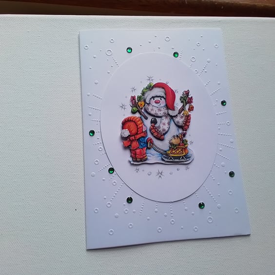 Christmas card. Decoupage card. Embossed card. Ref 237