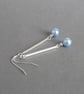 Light Blue Pearl and Sterling Silver Dangle Earrings - Pale Blue Drop Earrings - Image 2