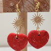 Love heart gold dangle earrings