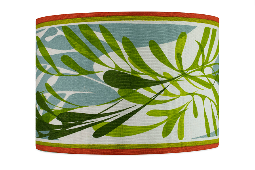Perfectly Imperfect - Hand printed 30cm diameter  lampshade. Green, orange, blue