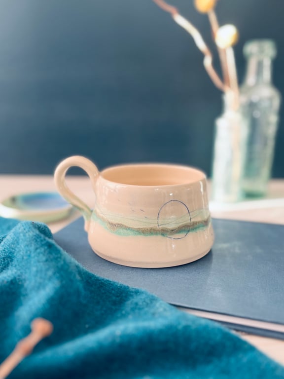 Ceramic handmade Cup - Sea inspired coloured glazes