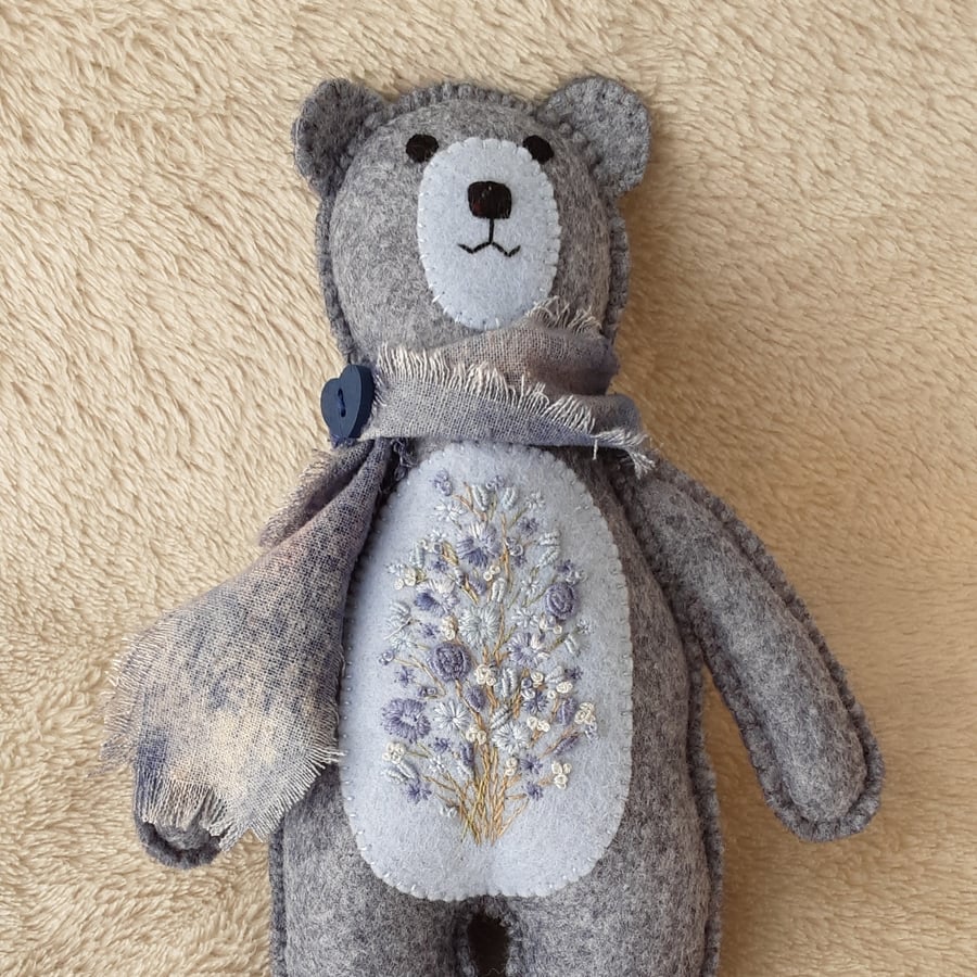 Hand sewn Scandi style teddy bear, luxury hand Folksy