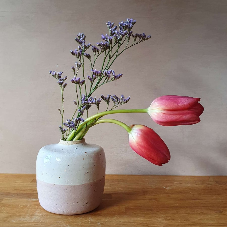 Pale Pink and Speckle Small Bud Vase
