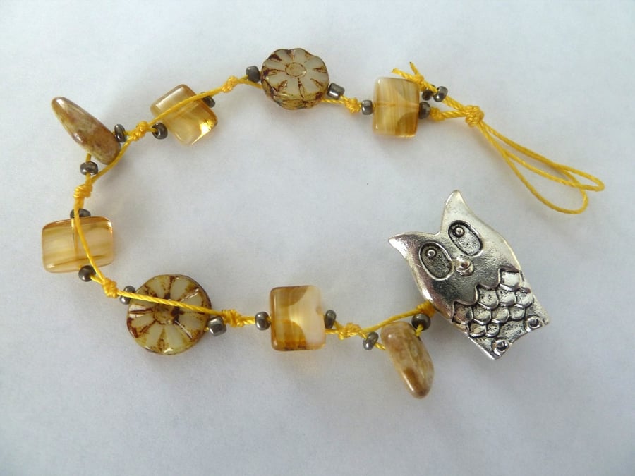 SALE yellow owl bracelet